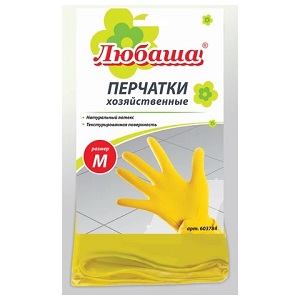 Перчатки резиновые, размер M, ЛЮБАША, хлопковое напыление, 833924
